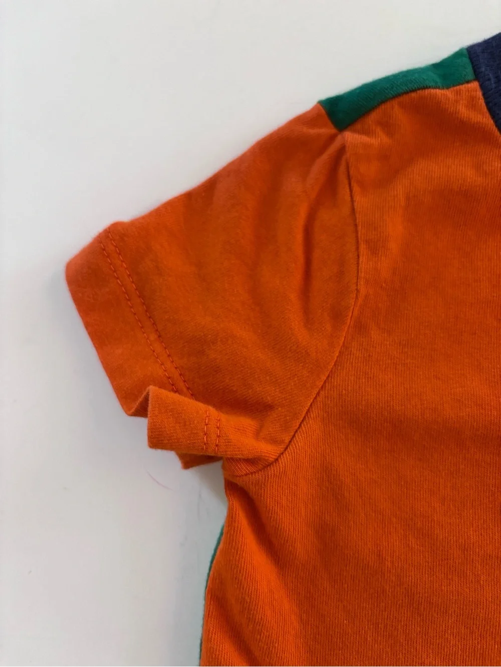 RALPH LAUREN Colorblock Shortall  Onesie Orange Blue White Green Size 9 Months